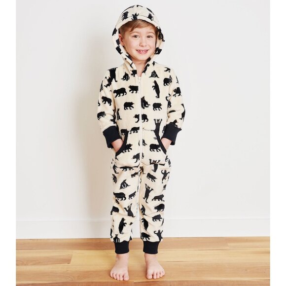 Hatley Baby Black Bears Hooded Fleece Jumpsuit - Picture 1 of 4